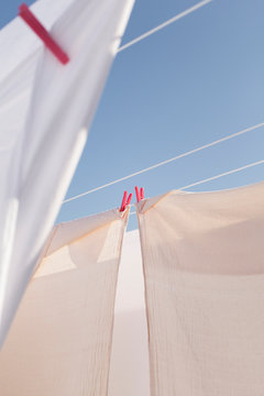 Towels on a clothesline