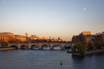 Paris, France - November 18, 2018: Pont neuf in Paris at sunset