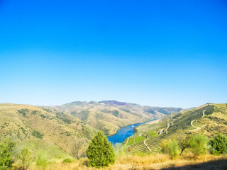 River through the douro valley in Vila Nova de Foz Coa, Portugal