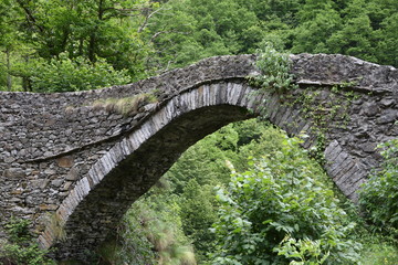 An ancient curved bridge