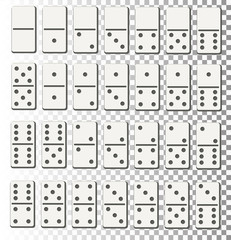 Realistic Detailed 3d Domino Bones Full Set Symbol of Toy and Gambling.