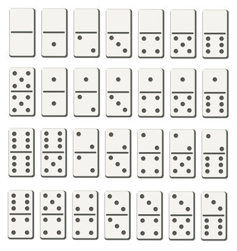 Creative vector illustration of realistic domino full set isolated on transparent background. Dominoes bones art design.