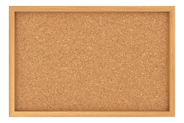 Cork Billboard With Wooden Frame, Isolated On A White Background, 3d illustration