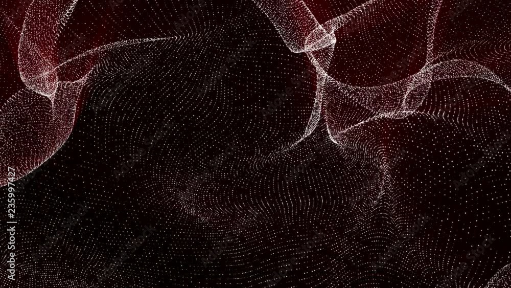 Poster animated looped background of orange glowing particles. 3d render