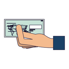 hand with bank check