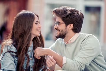 Lovely  couple in cafe