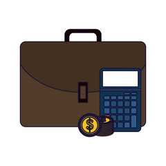 Business briefcase and calculator