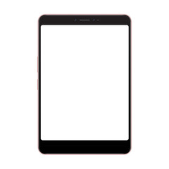 Realistic tablet pc computer with blank screen isolated on white background. Tablet vector mockup over white.