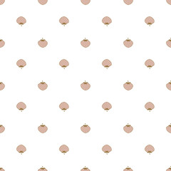 Elegant strawberries seamless pattern on white background. Small fashion pale pink and gold berries repeat background.