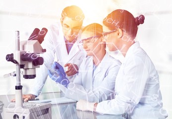 Group of the scientists working at the laboratory