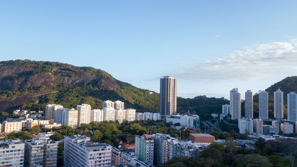 Obraz premium Aerial view by drone of Rio de Janeiro buildings and beach