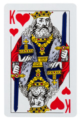 Playing card King of hearts isolated on white