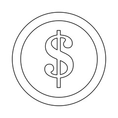 Money coin symbol in black and white