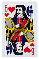 Playing card Jack of hearts isolated on white