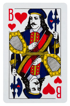 Playing card Jack of hearts isolated on white