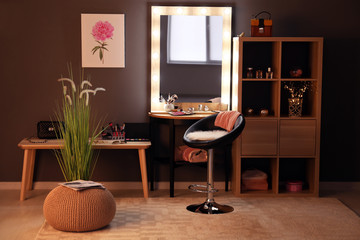 Interior of modern makeup room