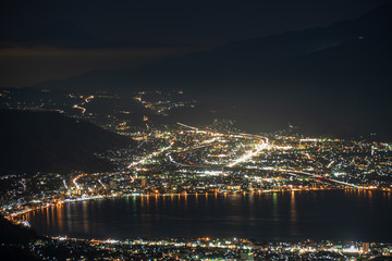 高ボッチ高原の夜景と富士山（日本の絶景）