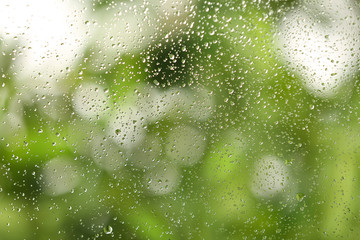 View of glass with water drops, closeup