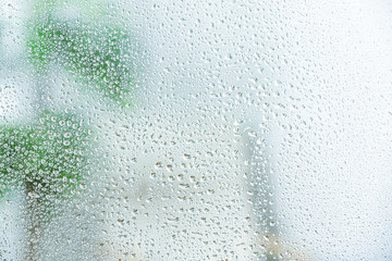 View of glass with water drops, closeup