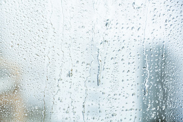 View of glass with water drops, closeup