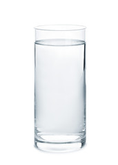 Glass with fresh water on white background