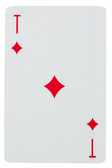 Playing card Ace of diamonds isolated on white