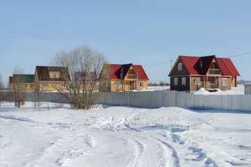 New houses in small village, winter time