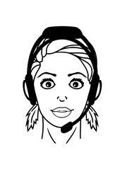 kopfhörer nerd computer headset sprechen hören geek intelligent sexy gesicht kopf frau weiblich mädchen girl schön comic cartoon clipart augen lippen haare design