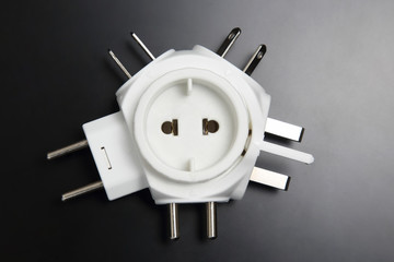 adapter for different electrical plugs - obrazy, fototapety, plakaty