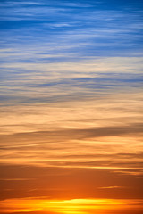 burning clouds in the evening sky after sunset