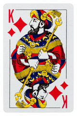 Playing card King of diamonds isolated on white