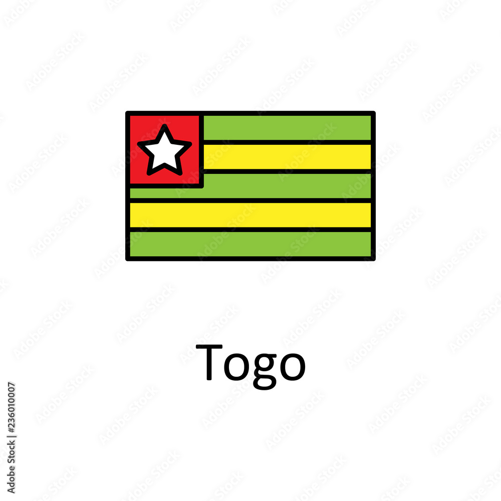 Poster national flag of togo in simple colors with name icon
