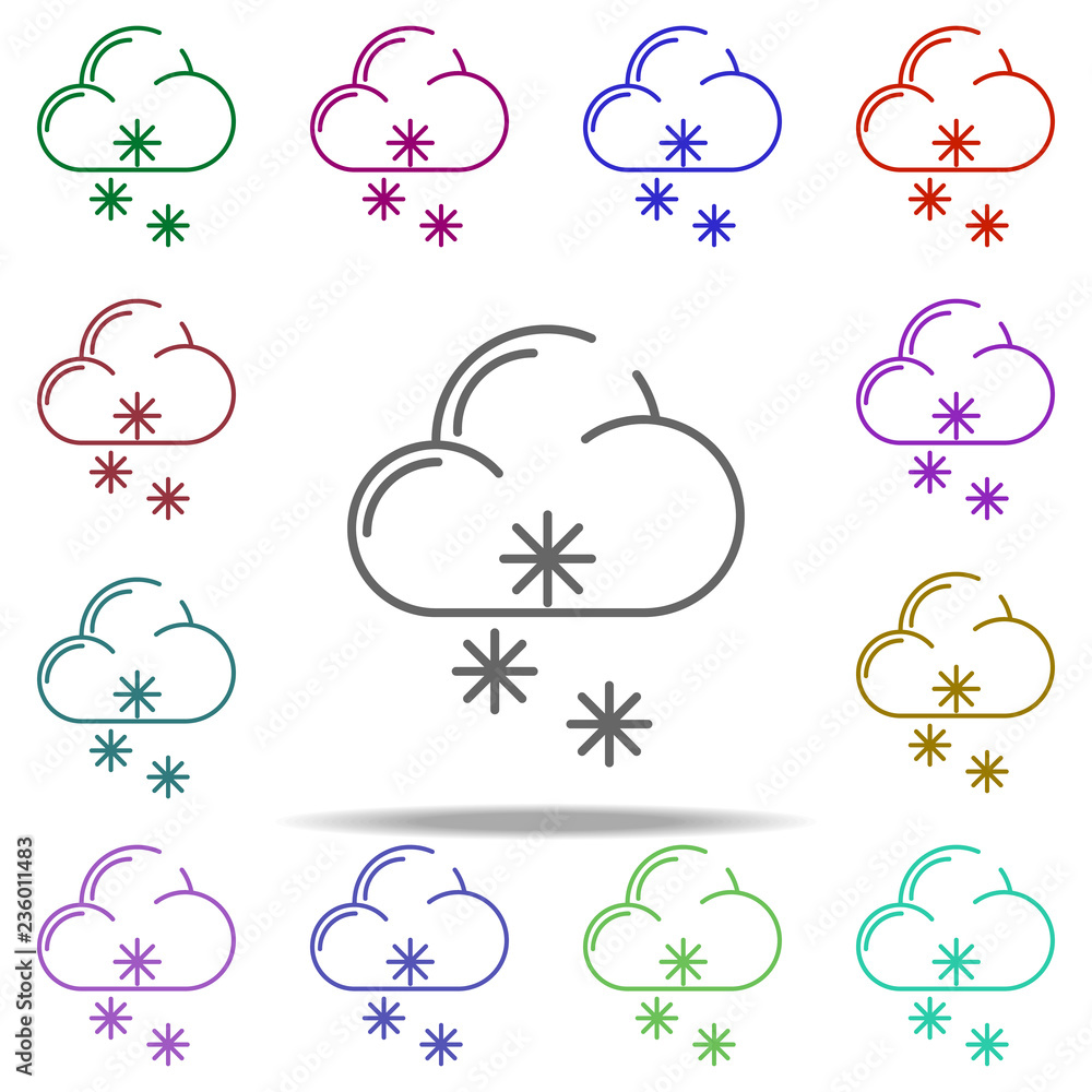 Poster cloud of snow concept line icon. elements of winter in multi color style icons. simple icon for webs