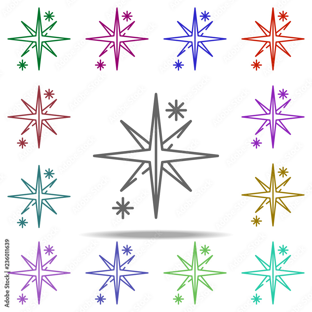 Aufkleber star snow concept line icon. elements of winter in multi color style icons. simple icon for websites