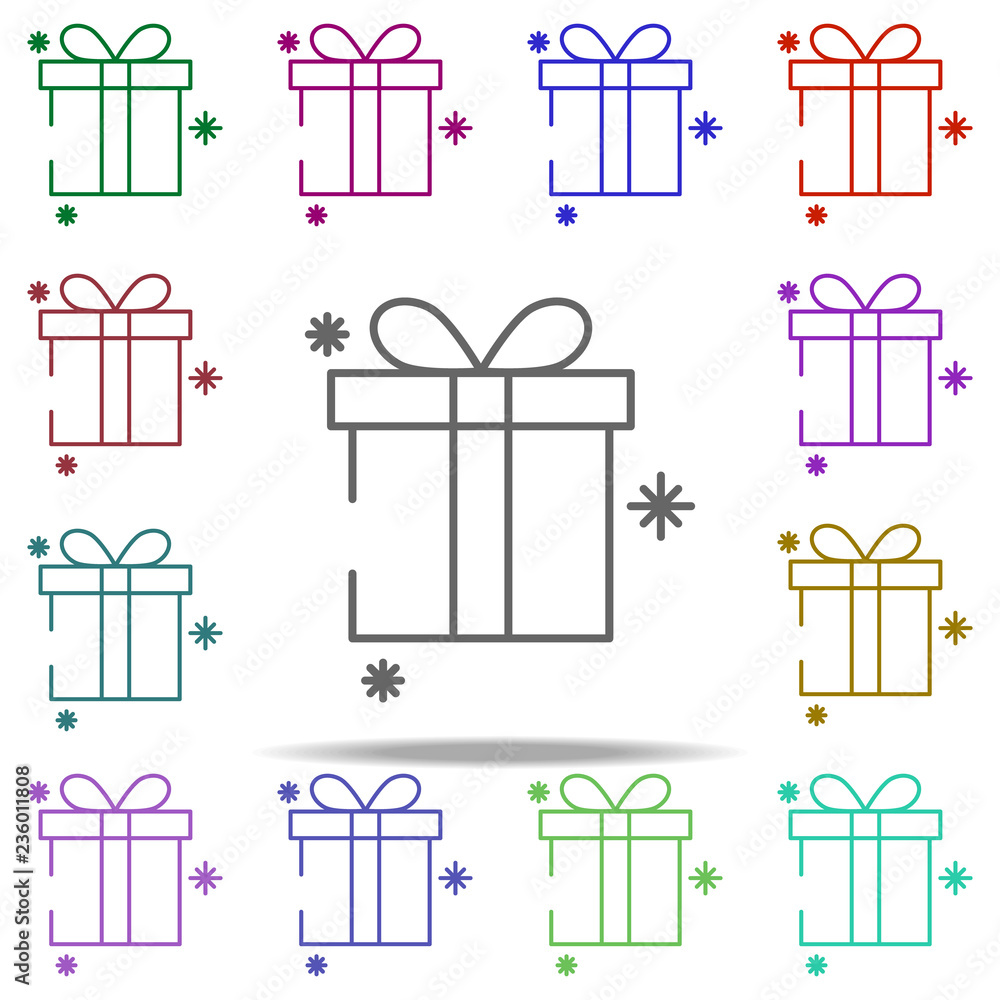Poster gift snow concept line icon. elements of winter in multi color style icons. simple icon for websites