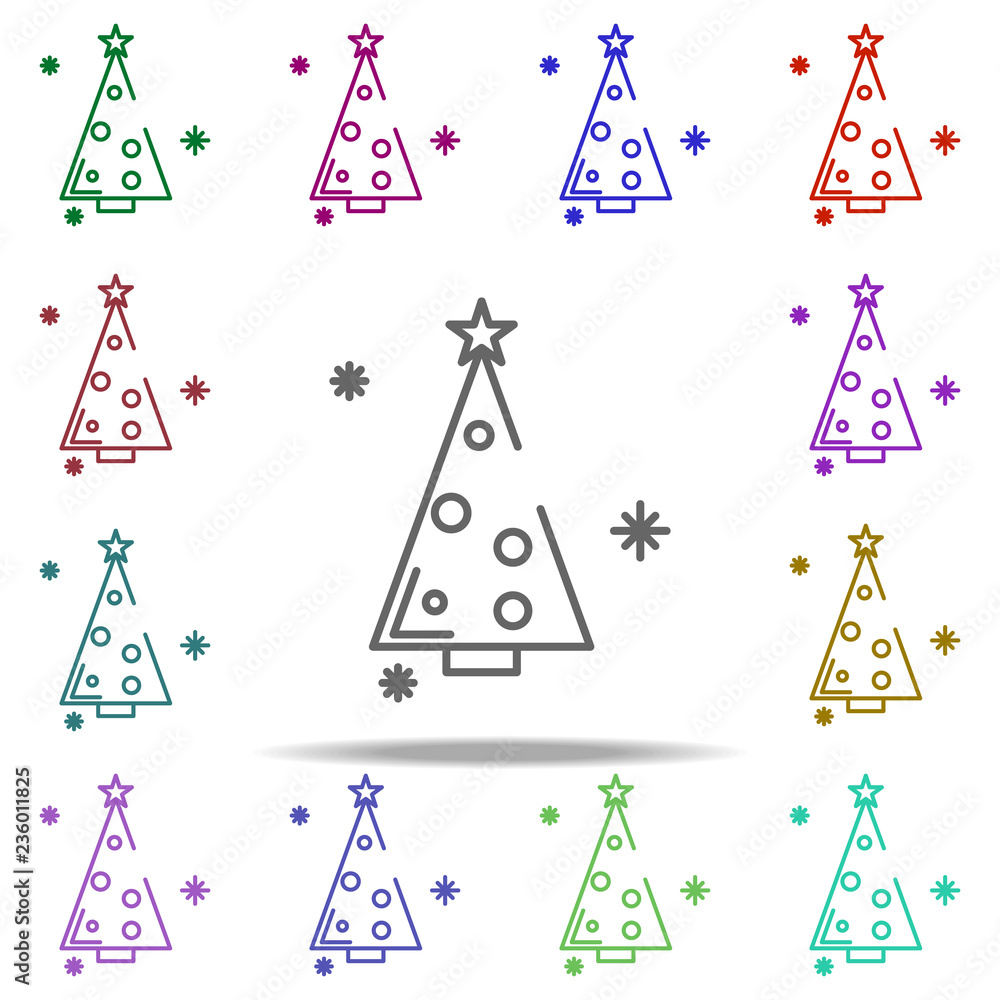 Aufkleber christmas tree snow concept line icon. elements of winter in multi color style icons. simple icon fo