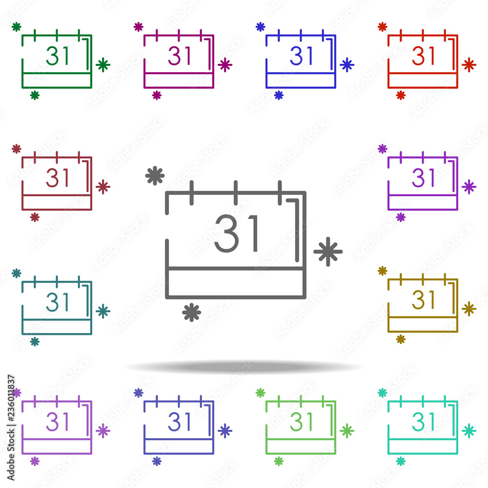 Poster snow calendar concept line icon. elements of winter in multi color style icons. simple icon for webs