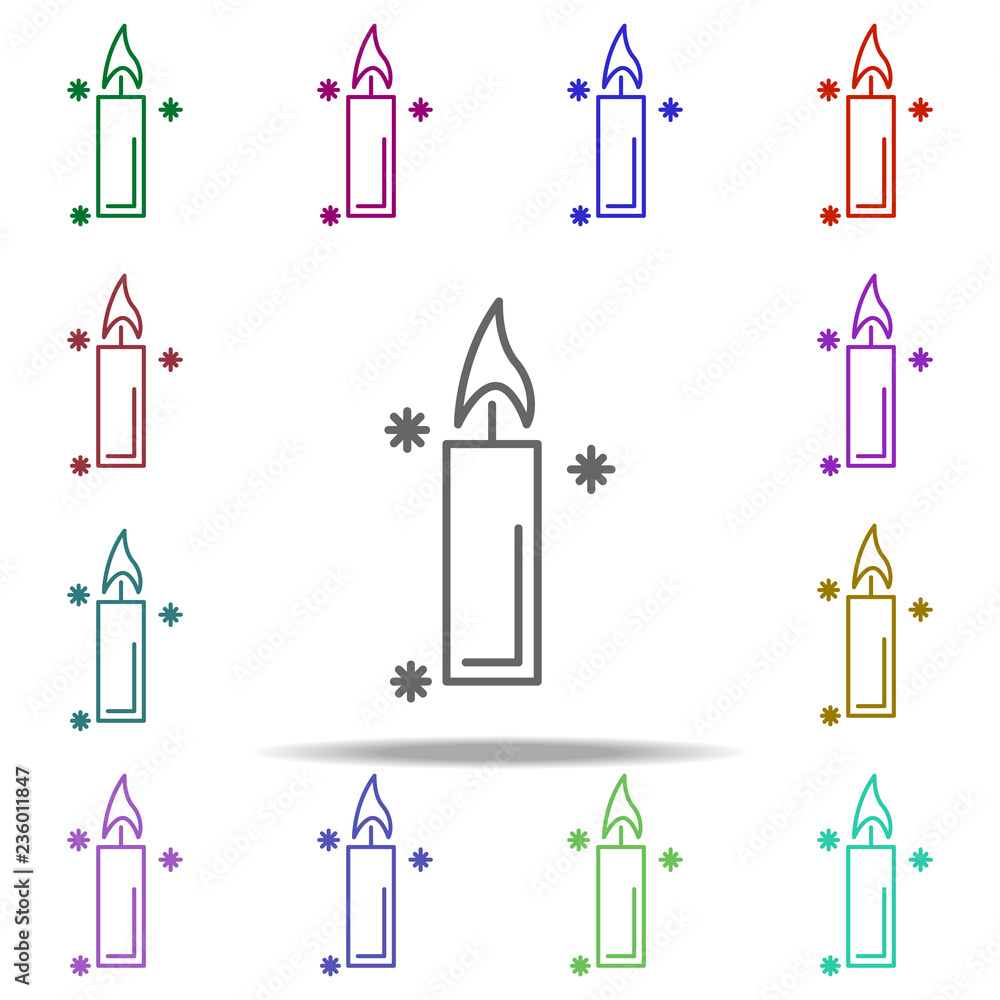 Poster candle snow concept line icon. elements of winter in multi color style icons. simple icon for websit