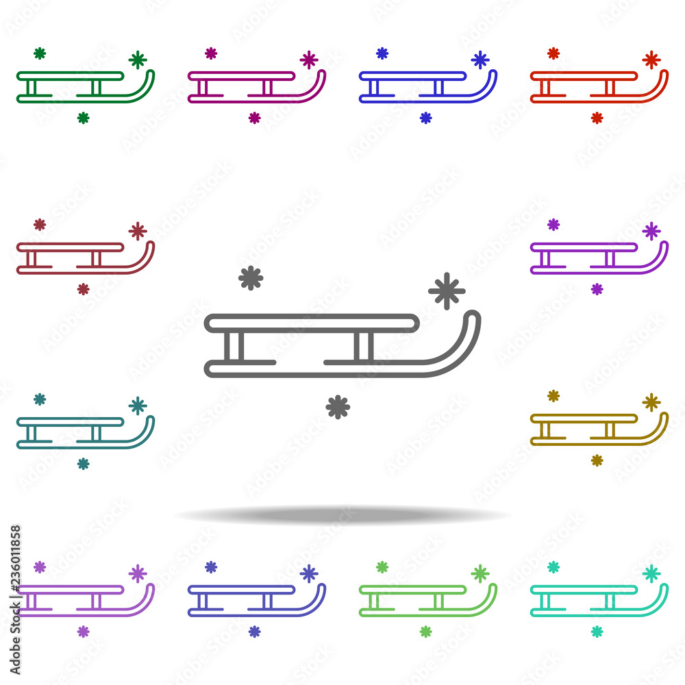 Poster sleigh snow concept line icon. elements of winter in multi color style icons. simple icon for websit