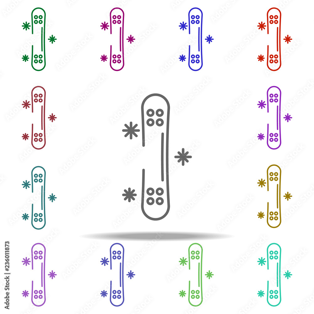 Poster snowboard snow concept line icon. elements of winter in multi color style icons. simple icon for web