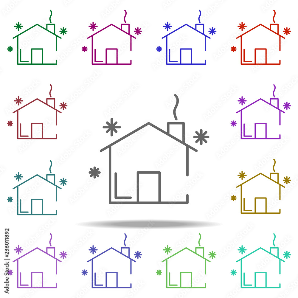 Aufkleber house snow concept line icon. elements of winter in multi color style icons. simple icon for website