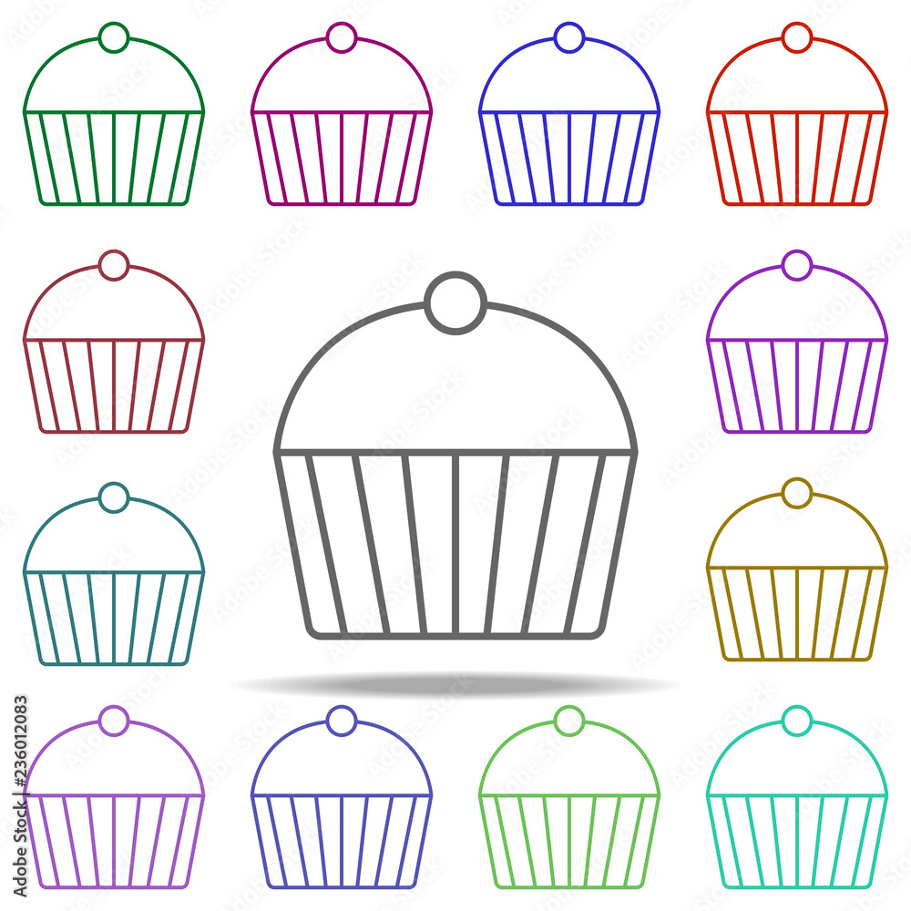 Poster cup cake concept line icon. elements of fast food in multi color style icons. simple icon for websit