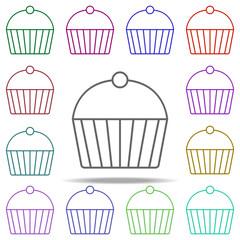 cup cake concept line icon. Elements of fast food in multi color style icons. Simple icon for websites, web design, mobile app, info graphics