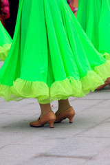 green skirt and shoes