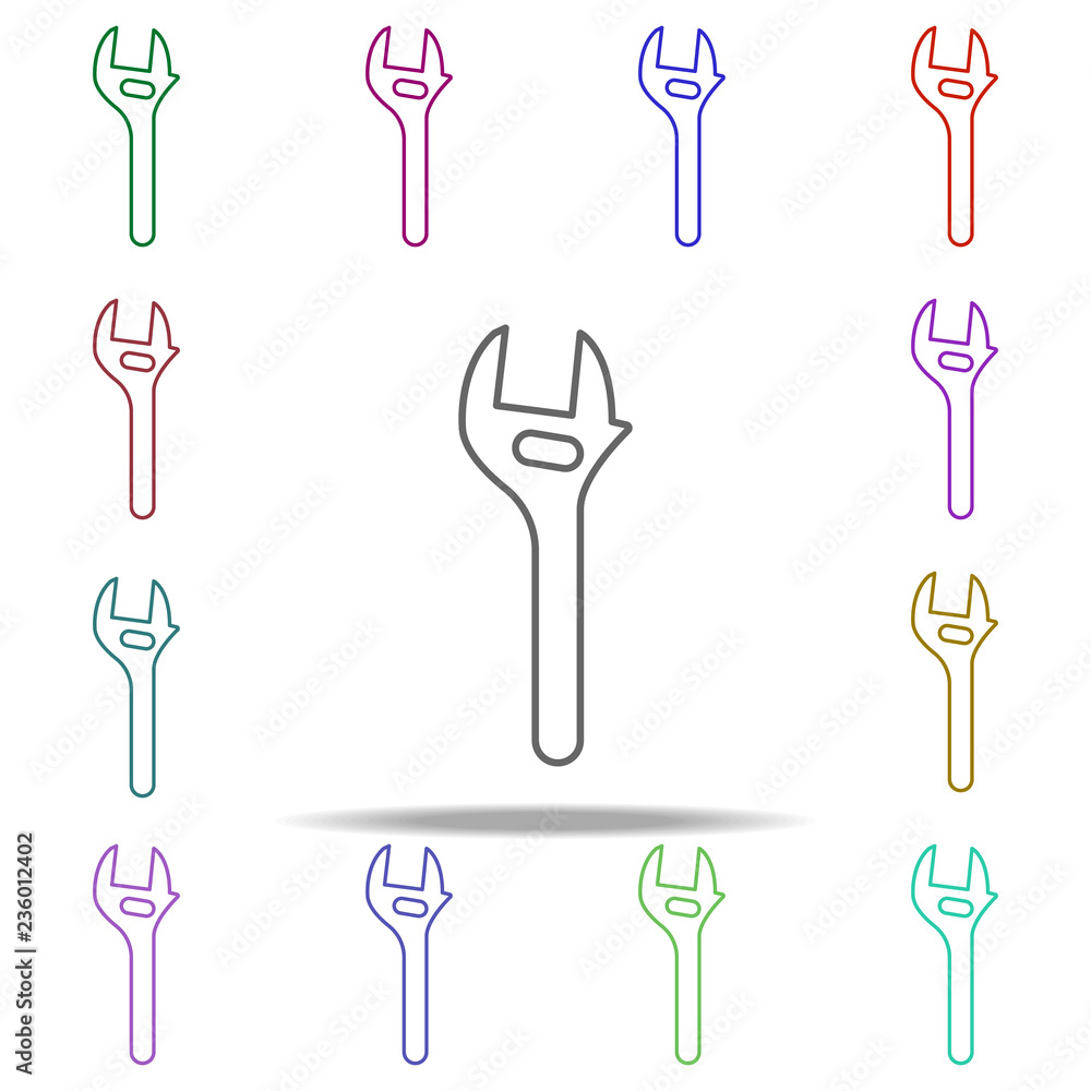 Poster wrench concept line icon. elements of construction tools in multi color style icons. simple icon for