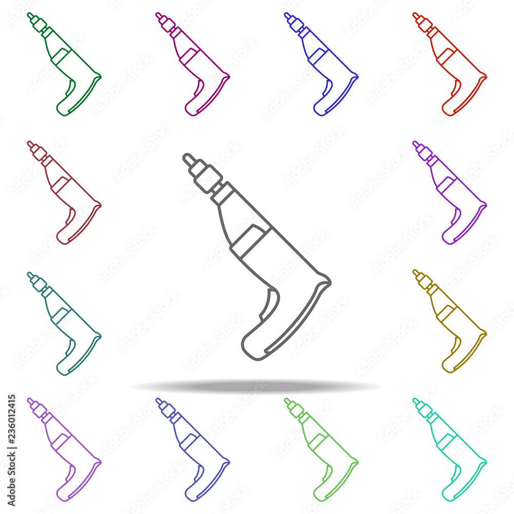 Poster drill concept line icon. elements of construction tools in multi color style icons. simple icon for 