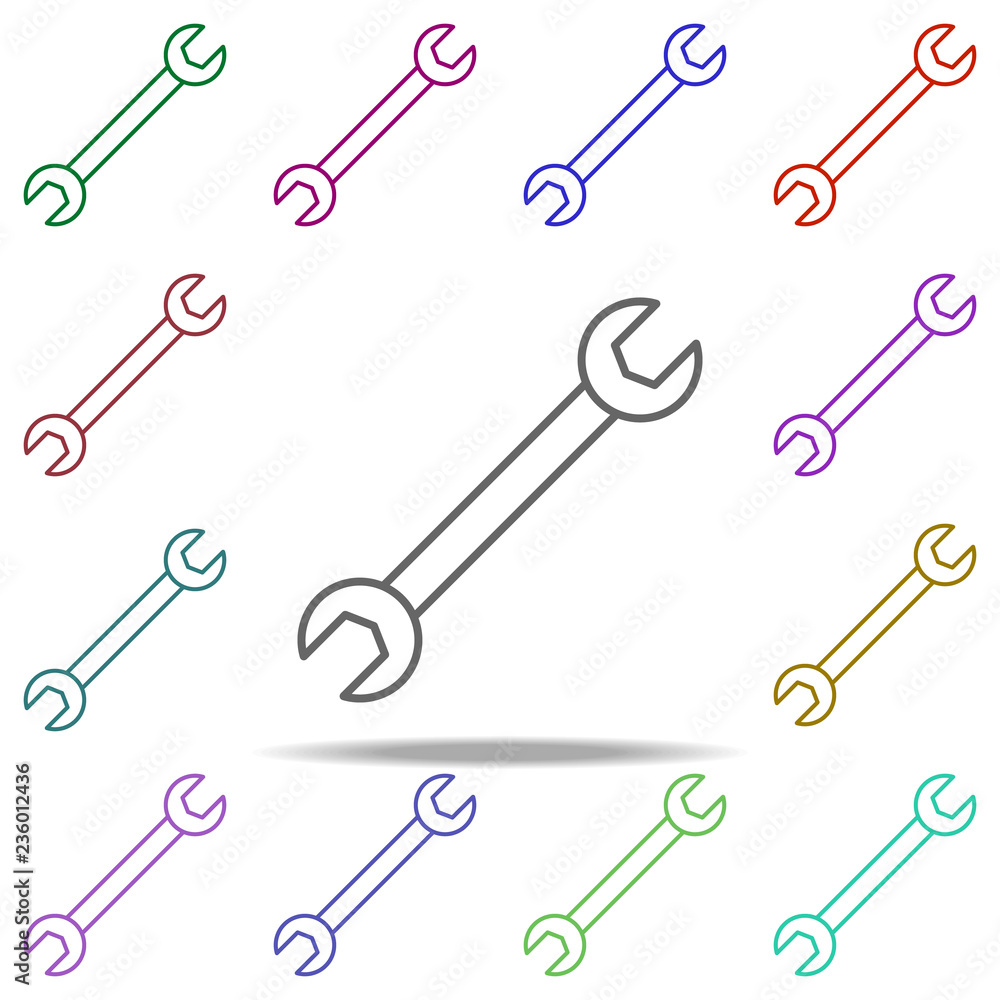 Poster adjustable wrench concept line icon. elements of construction tools in multi color style icons. simp