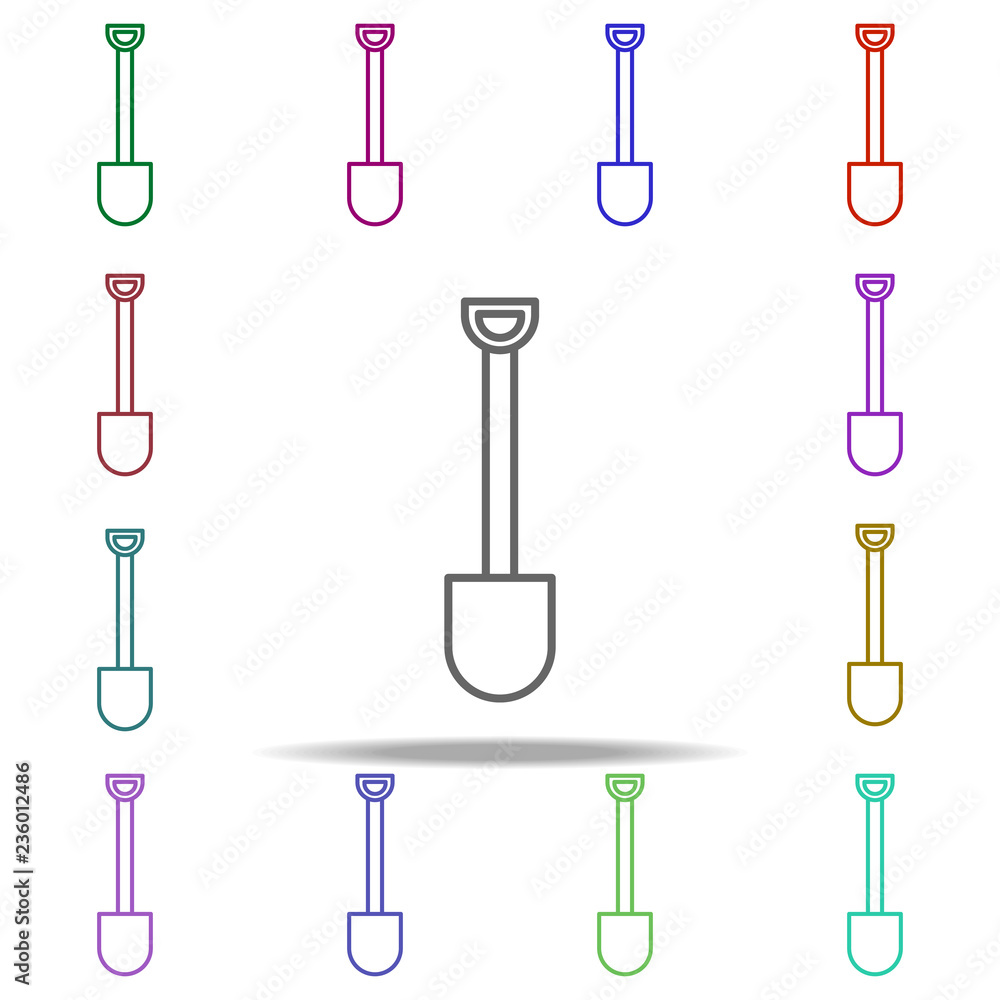 Poster shovel concept line icon. elements of construction tools in multi color style icons. simple icon for