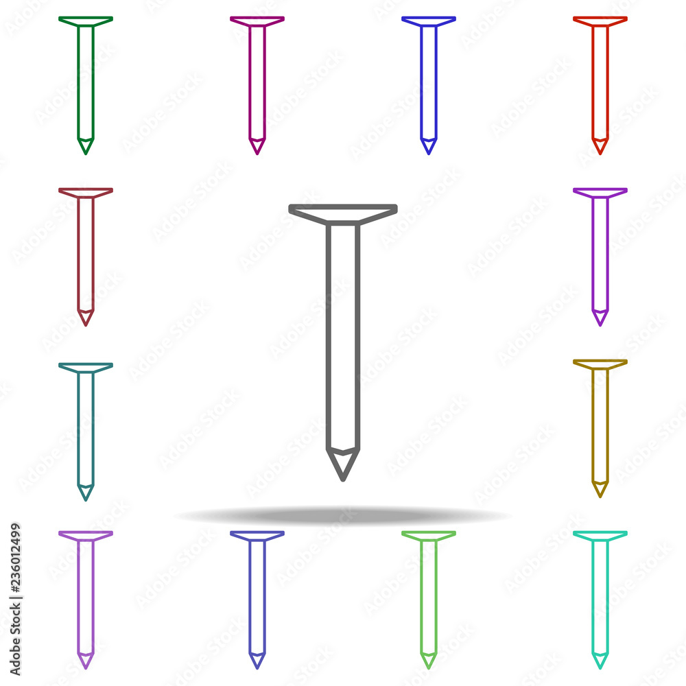 Poster carpenter nail concept line icon. elements of construction tools in multi color style icons. simple 