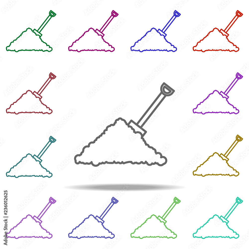 Poster handful of sand shovel concept line icon. elements of construction tools in multi color style icons.